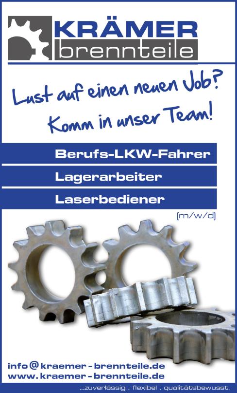 Krämer Brennteile - Komm in unser Team